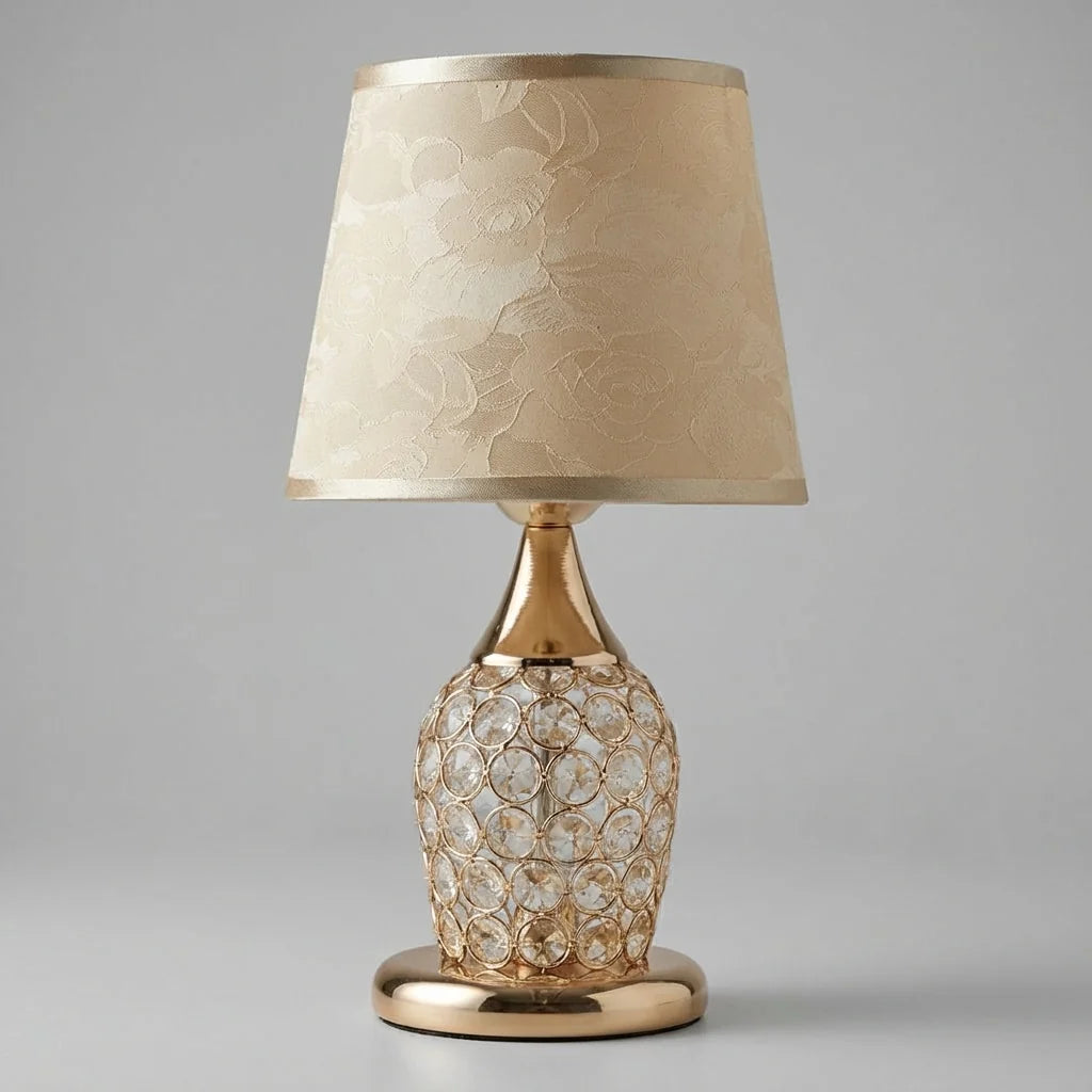 Table Lamp Crystal Accent Polished Gold Drum Shade