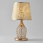 Table Lamp Crystal Accent Polished Gold Drum Shade