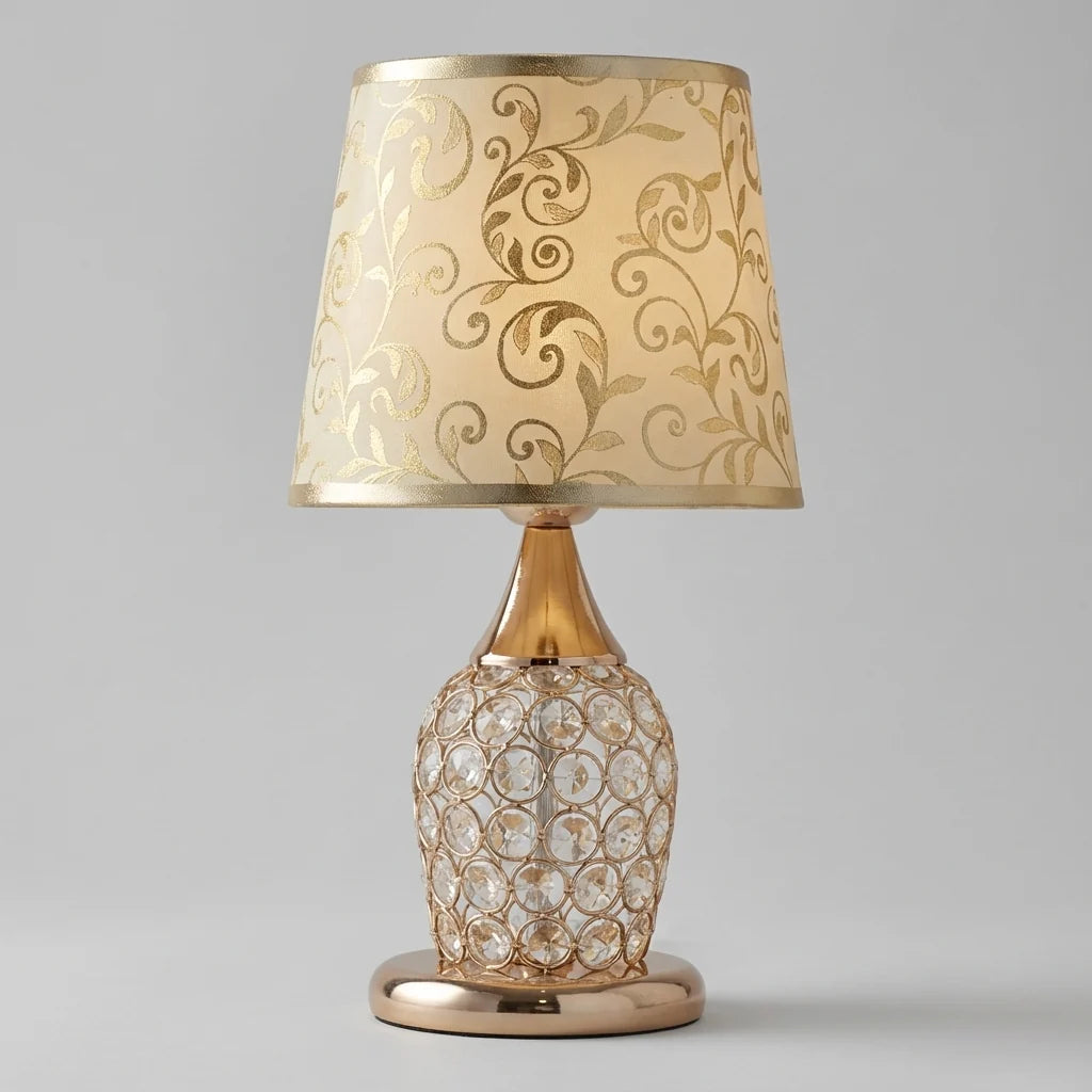 Table Lamp Crystal Accent Polished Gold Drum Shade