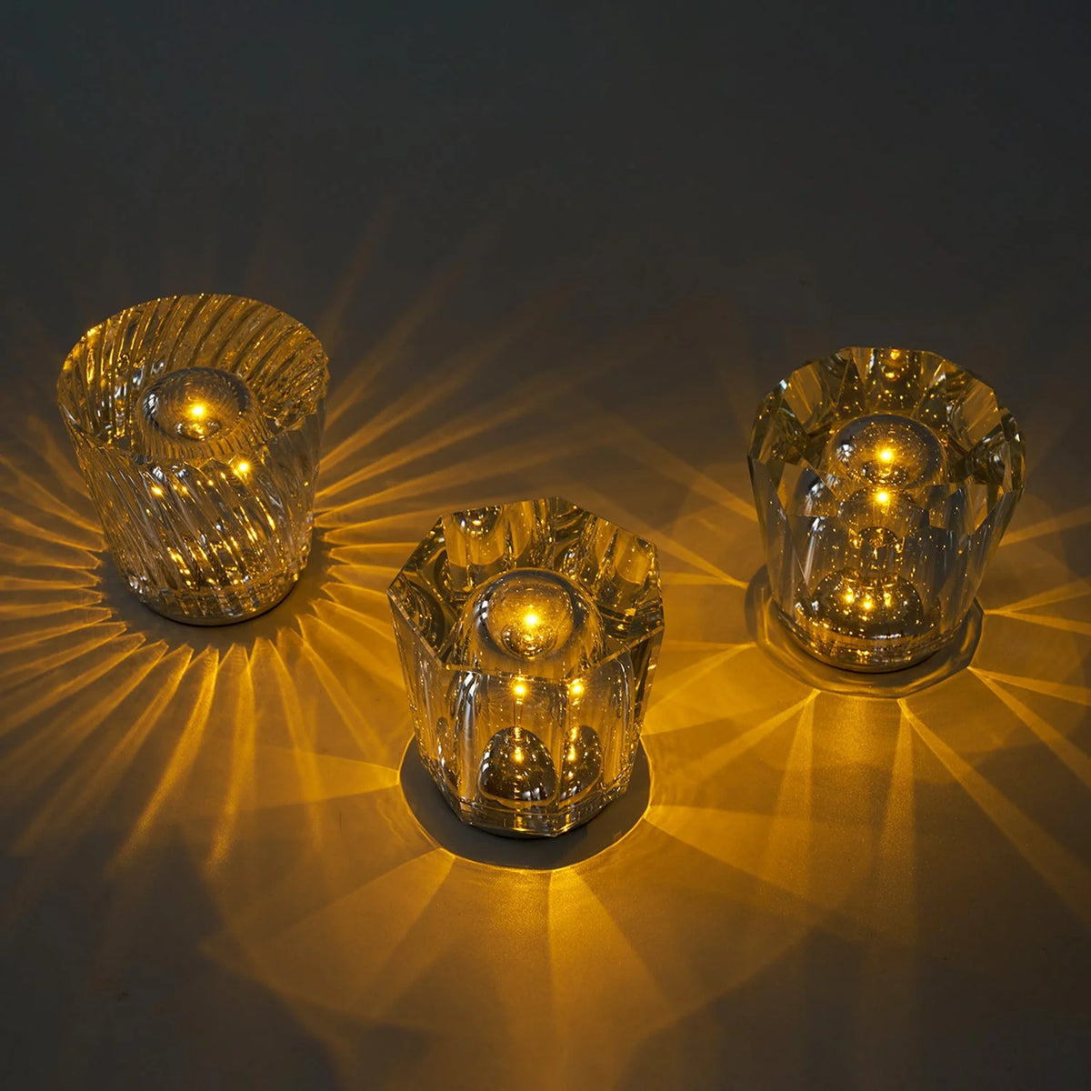 Table Lamp Crystal Diamond Wireless Dimmable USB Rechargeable