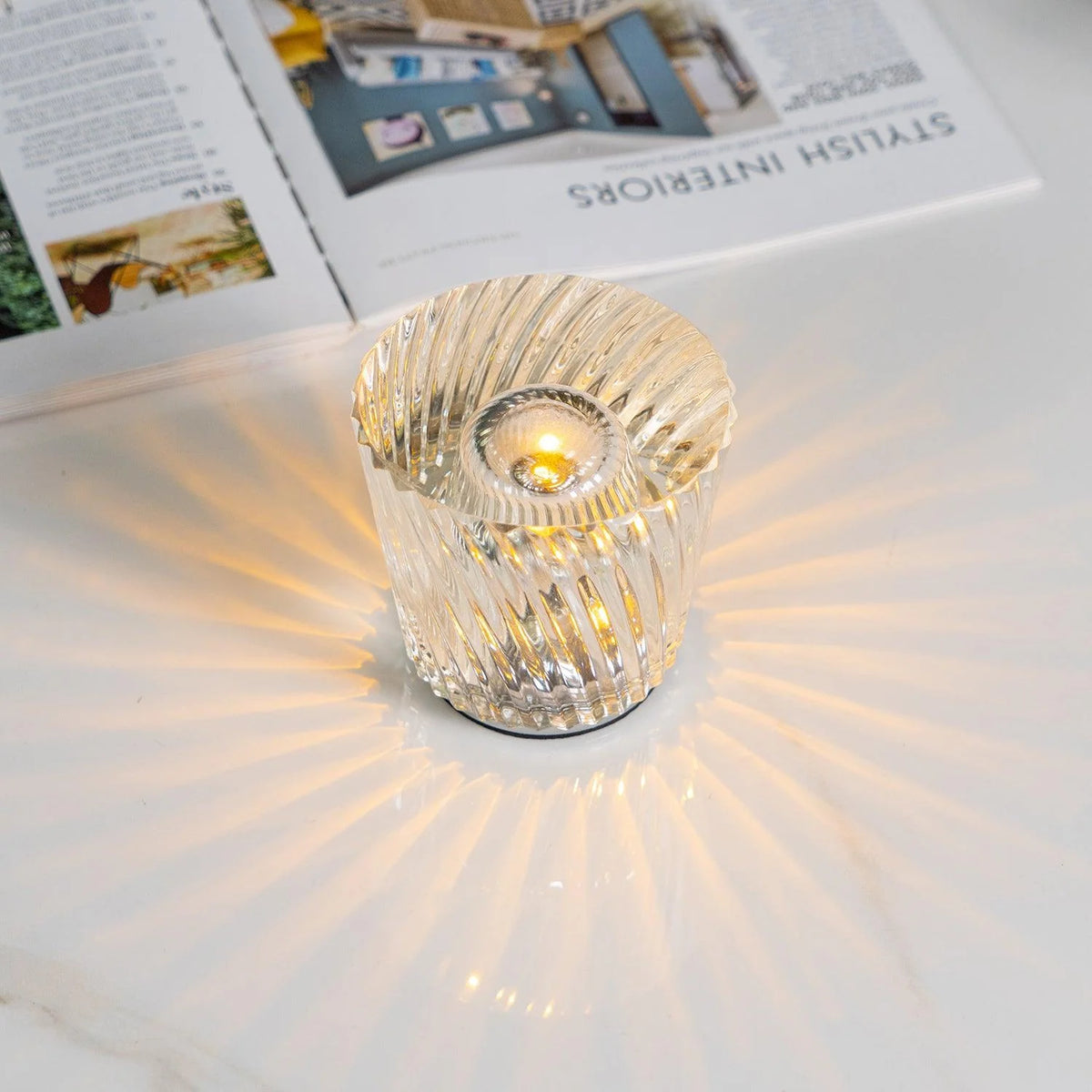 Table Lamp Crystal Diamond Wireless Dimmable USB Rechargeable
