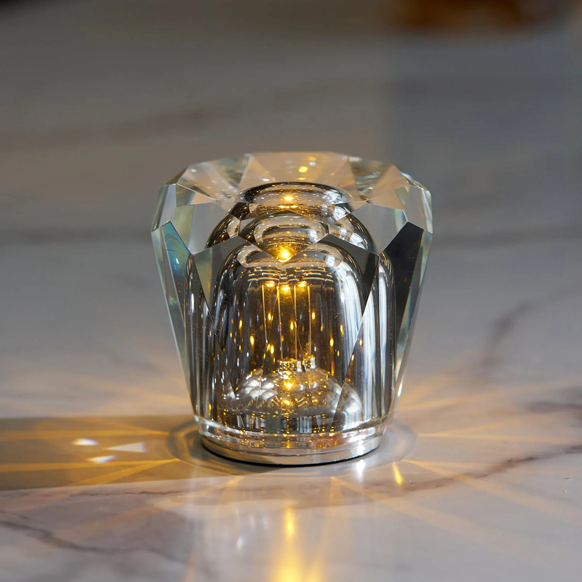Table Lamp Crystal Diamond Wireless Dimmable USB Rechargeable
