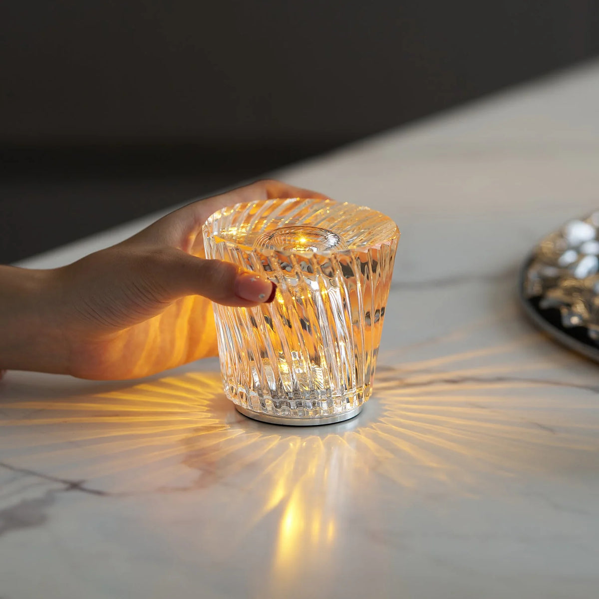Table Lamp Crystal Diamond Wireless Dimmable USB Rechargeable