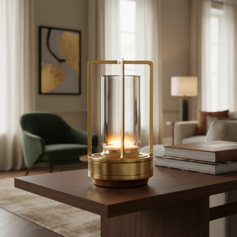 Table Lamp Crystal Glass Dimmable Touch Control Rechargeable 18-Hour