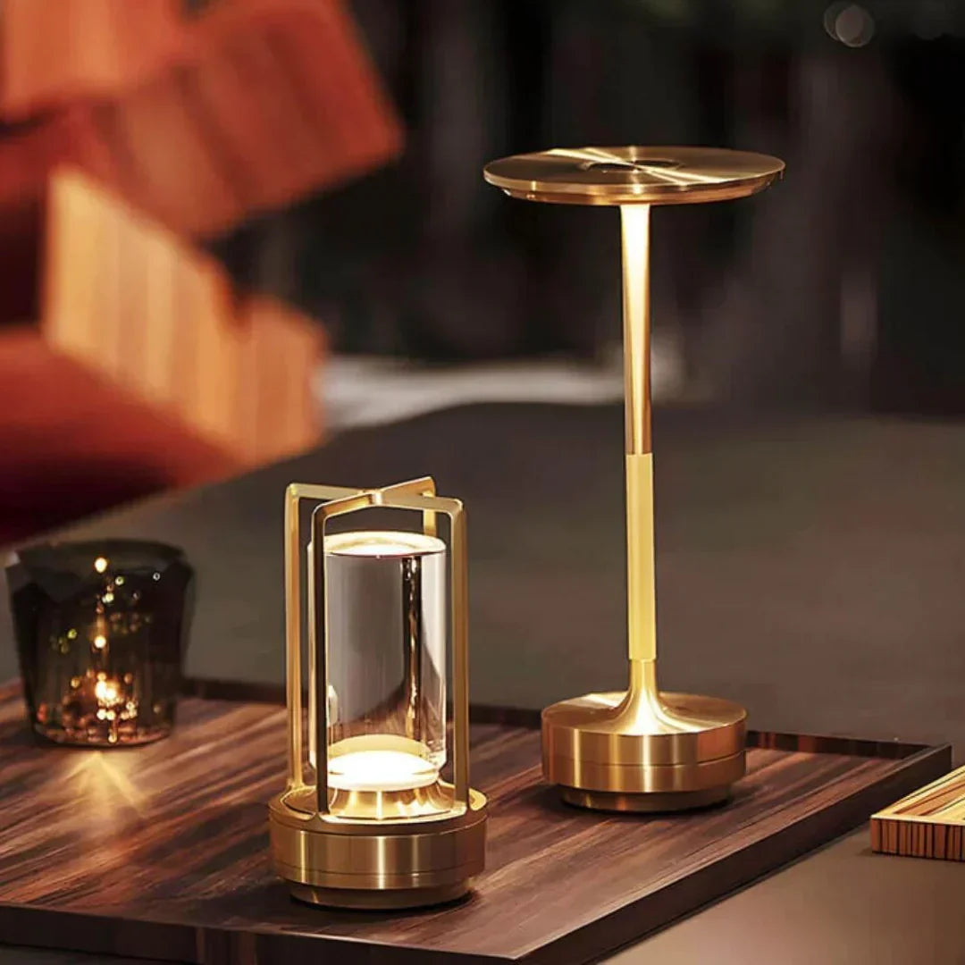 Table Lamp Crystal Glass Dimmable Touch Control Rechargeable 18-Hour