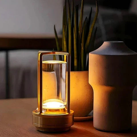 Table Lamp Crystal Glass Dimmable Touch Control Rechargeable 18-Hour