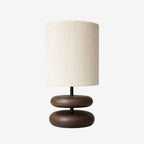 Table Lamp Dark Wood Base & Ribbed Fabric Shade