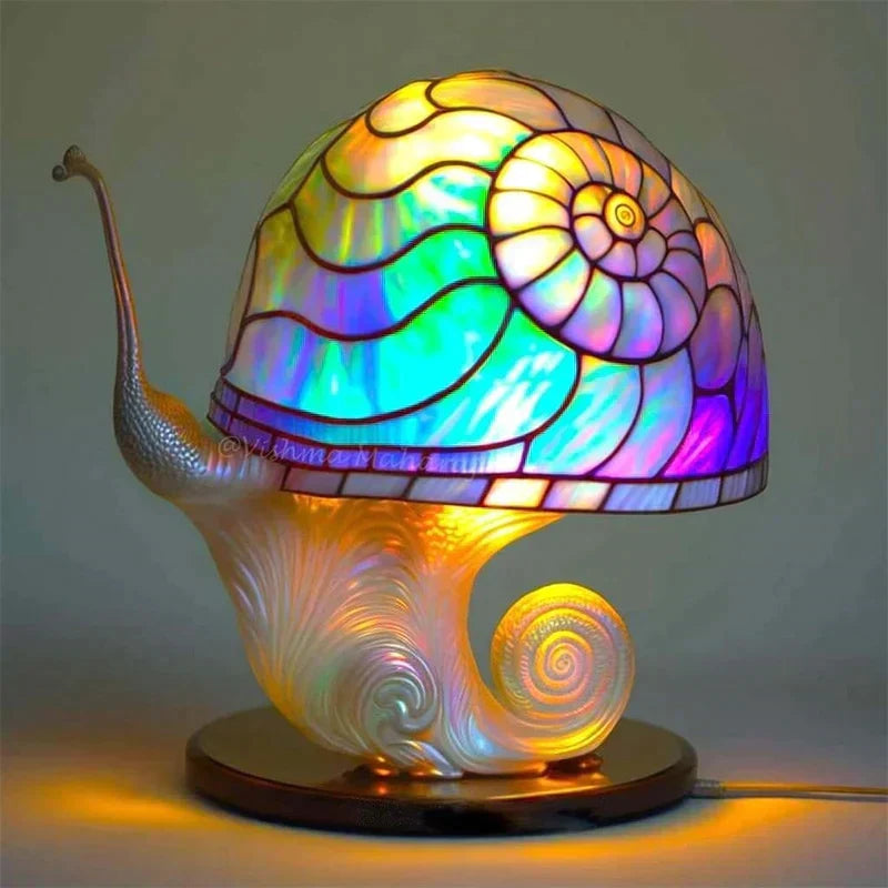 Table Lamp Dimmable Stained Glass Effect