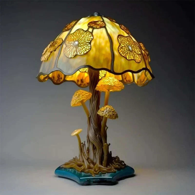Table Lamp Dimmable Stained Glass Effect
