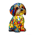 Table Lamp Dog-Shaped Stained Glass Mosaic Ambient LED