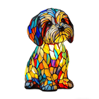 Table Lamp Dog-Shaped Stained Glass Mosaic Ambient LED