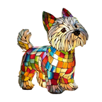 Table Lamp Dog-Shaped Stained Glass Mosaic Ambient LED