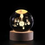 Table Lamp Engraved Glass Orb Warm White LED