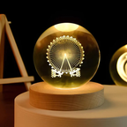 Table Lamp Engraved Glass Orb Warm White LED