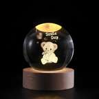 Table Lamp Engraved Glass Orb Warm White LED