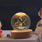 Table Lamp Engraved Glass Orb Warm White LED