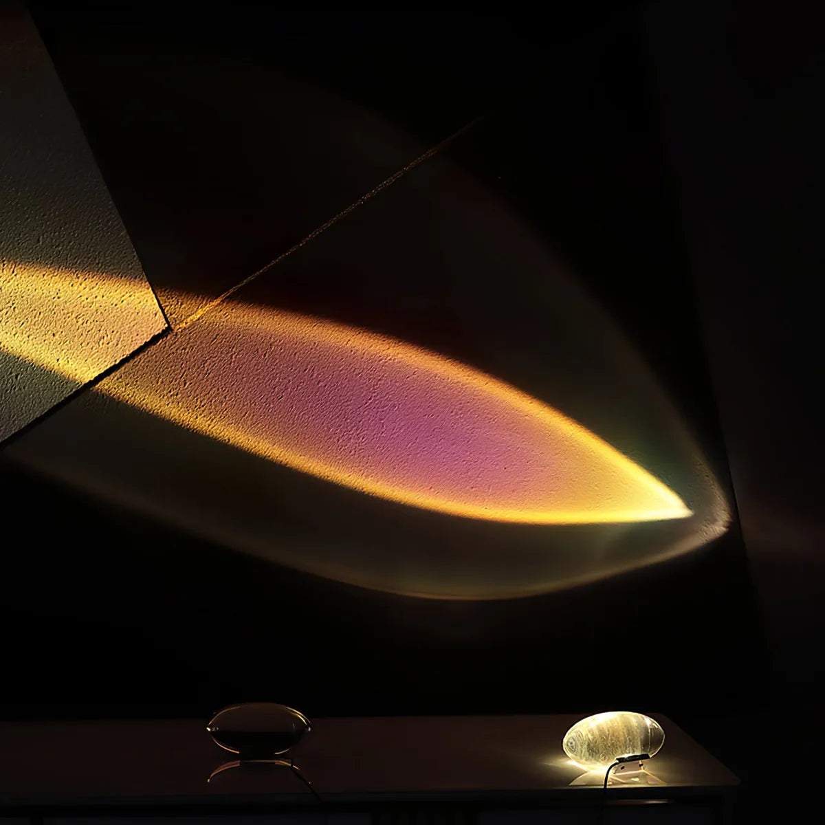Table Lamp Eye-Shaped Projection Crystal Glass Adjustable LEDs