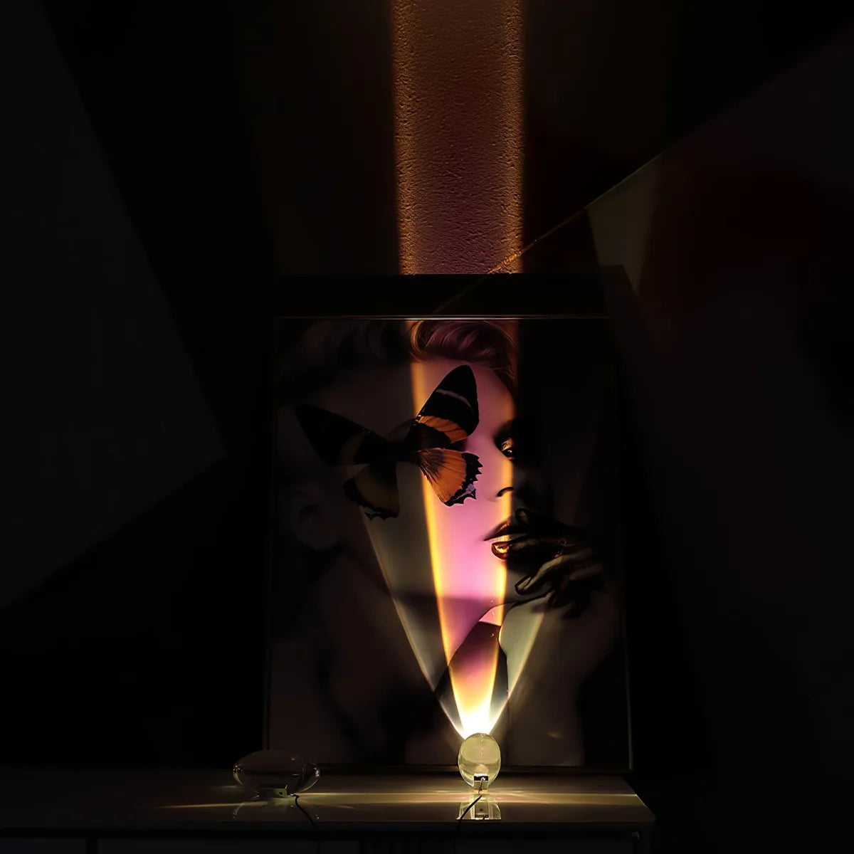 Table Lamp Eye-Shaped Projection Crystal Glass Adjustable LEDs