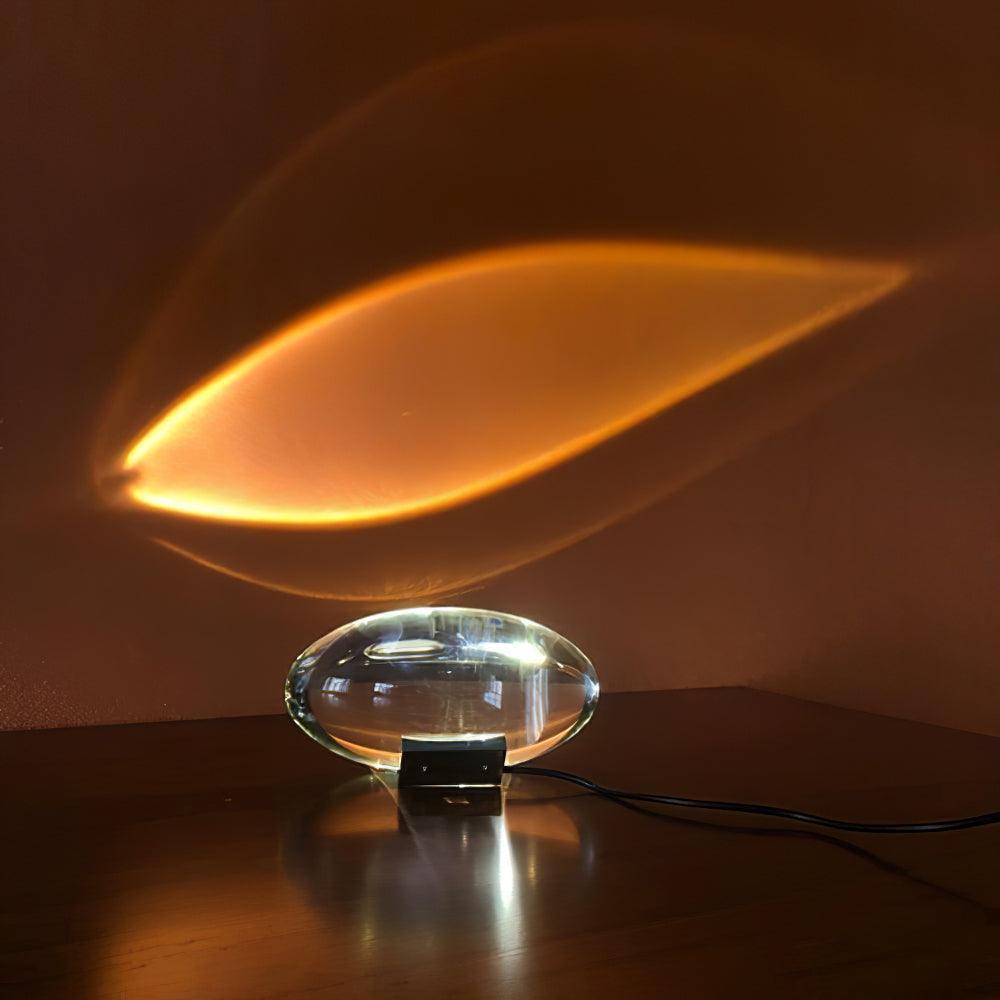 Table Lamp Eye-Shaped Projection Crystal Glass Adjustable LEDs