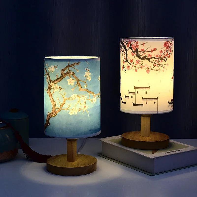 Table Lamp Fabric Shade Touch Switch & LED Included