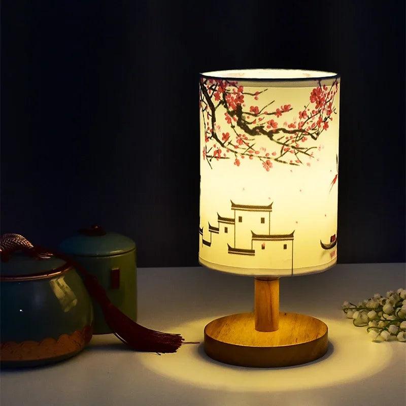 Table Lamp Fabric Shade Touch Switch & LED Included