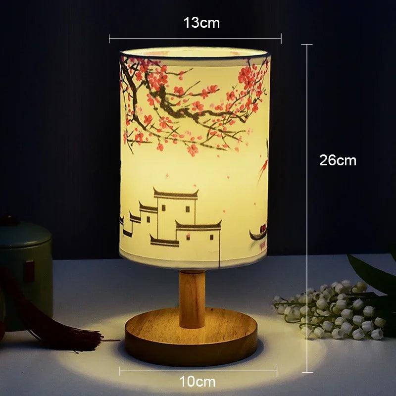 Table Lamp Fabric Shade Touch Switch & LED Included