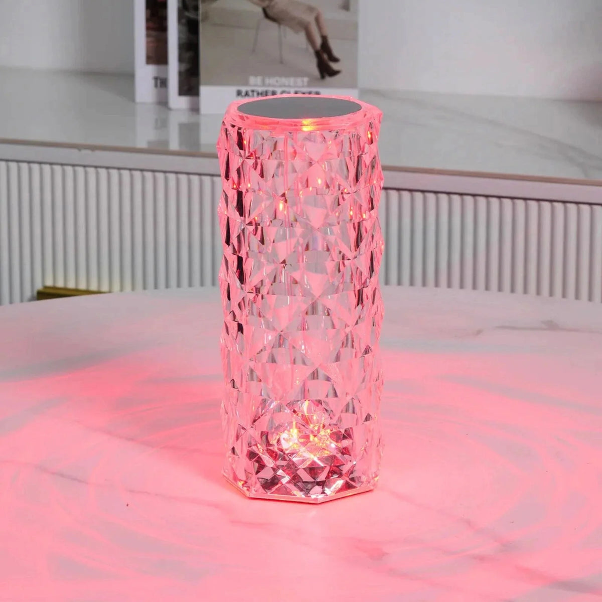 Table Lamp Faceted Acrylic Rechargeable Touch Control