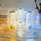 Table Lamp Faceted Acrylic Rechargeable Touch Control