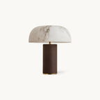 Table Lamp Faux Alabaster Shade Woven Leather Base