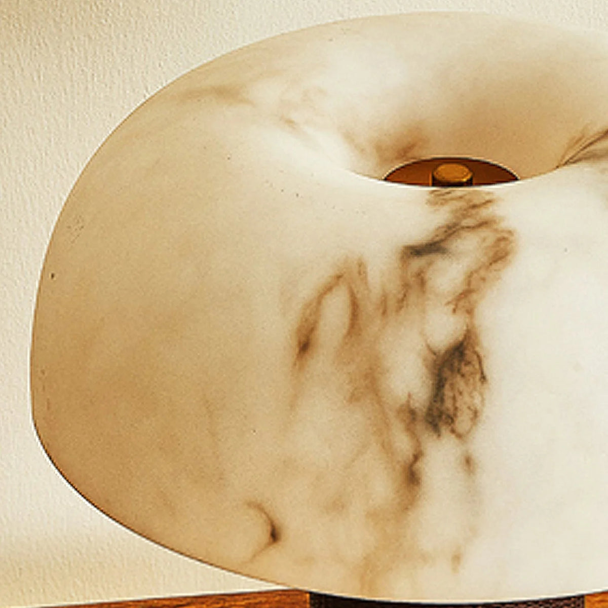 Table Lamp Faux Alabaster Shade Woven Leather Base