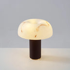 Table Lamp Faux Alabaster Shade Woven Leather Base