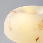 Table Lamp Faux Alabaster Shade Woven Leather Base