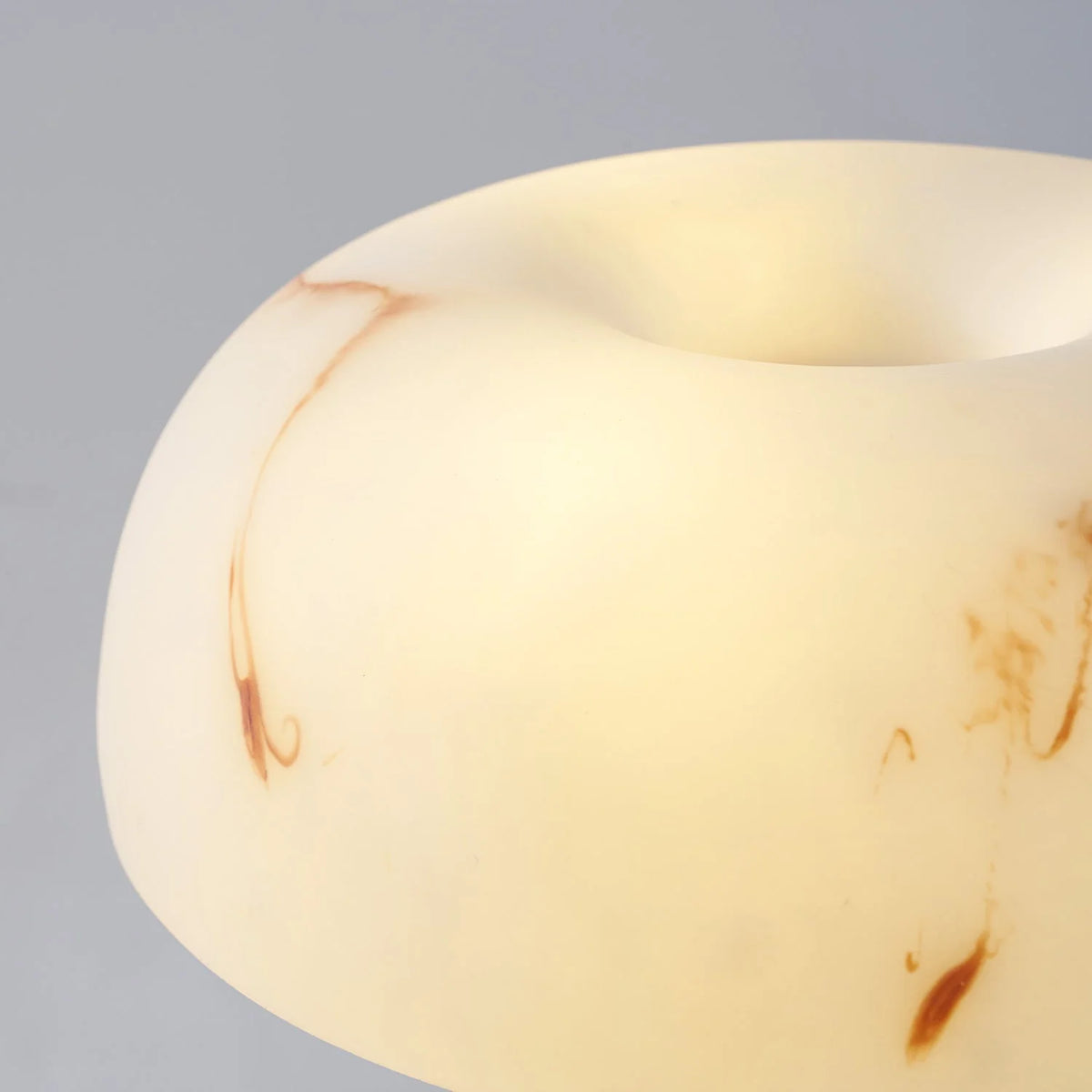Table Lamp Faux Alabaster Shade Woven Leather Base
