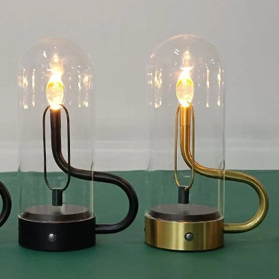 Table Lamp Glass Dome Gold Finish Warm Glow