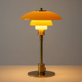 Table Lamp Hand-Blown Glass Metal Base Warm LED