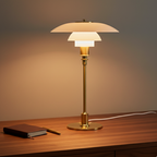 Table Lamp Hand-Blown Glass Metal Base Warm LED