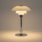 Table Lamp Hand-Blown Glass Metal Base Warm LED