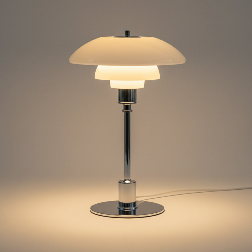 Table Lamp Hand-Blown Glass Metal Base Warm LED