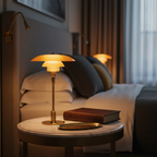 Table Lamp Hand-Blown Glass Metal Base Warm LED