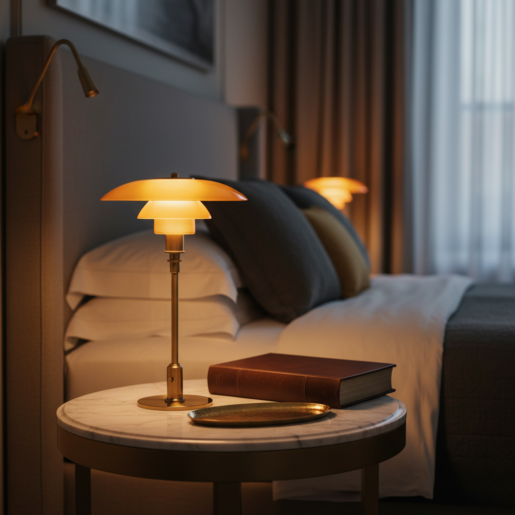 Table Lamp Hand-Blown Glass Metal Base Warm LED