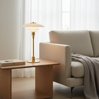 Table Lamp Hand-Blown Glass Metal Base Warm LED