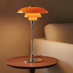 Table Lamp Hand-Blown Glass Metal Base Warm LED