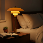 Table Lamp Hand-Blown Glass Metal Base Warm LED