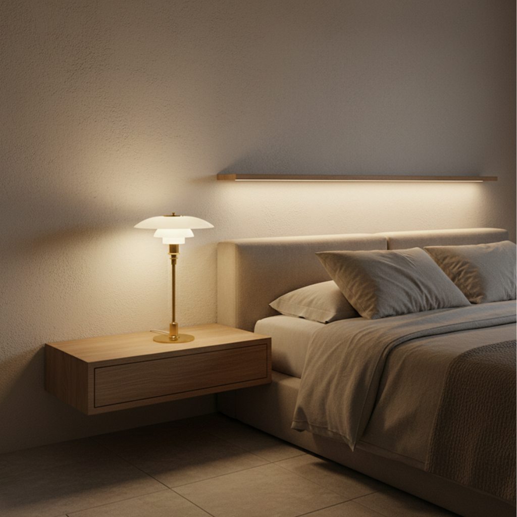 Table Lamp Hand-Blown Glass Metal Base Warm LED