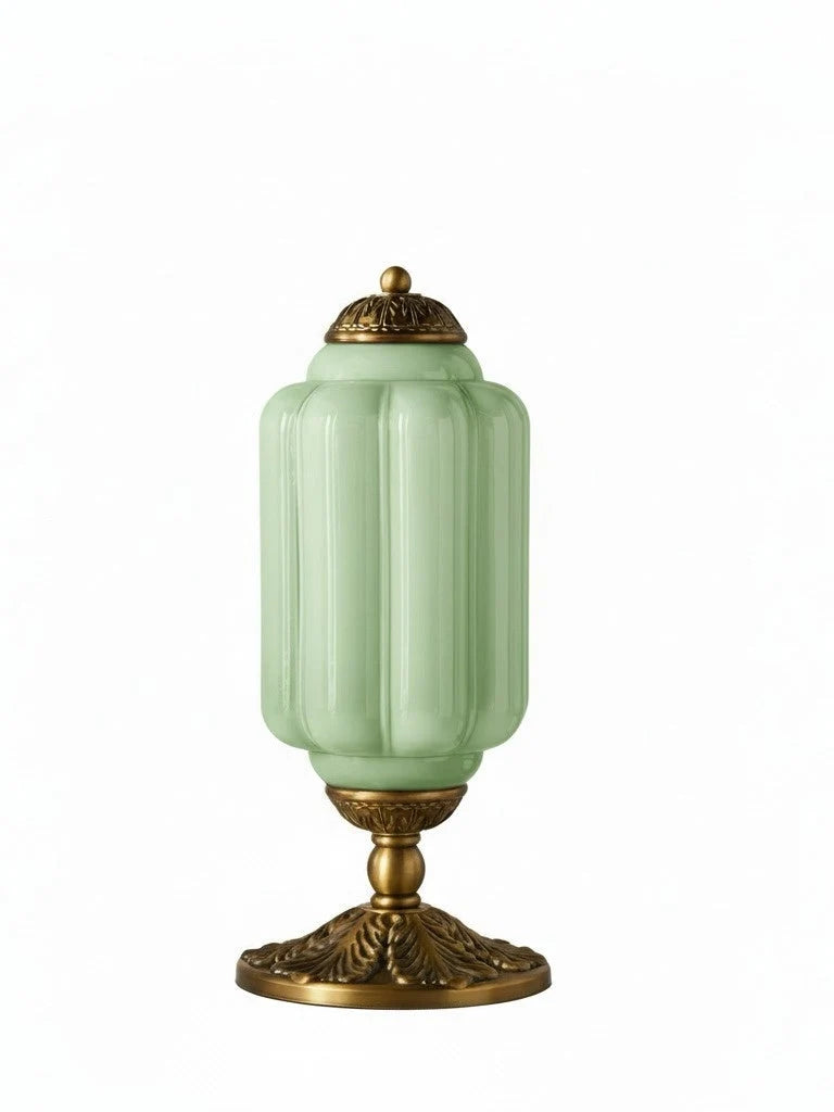 Table Lamp Hand-Blown Glass Shade Brass Or Matte Black