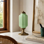 Table Lamp Hand-Blown Glass Shade Brass Or Matte Black