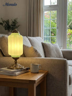 Table Lamp Hand-Blown Glass Shade Brass Or Matte Black