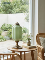 Table Lamp Hand-Blown Glass Shade Brass Or Matte Black