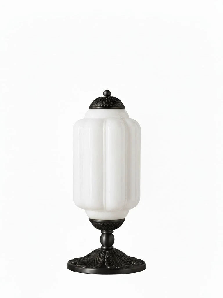 Table Lamp Hand-Blown Glass Shade Brass Or Matte Black