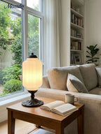 Table Lamp Hand-Blown Glass Shade Brass Or Matte Black
